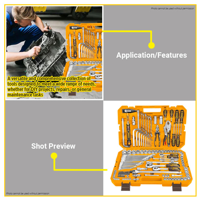 BUILDMATE Ingco 142pcs Combination Tools Set Screwdriver & Wrench Mixed Home Repair DIY Hand Tool Kit HKTHP21421 - IHT