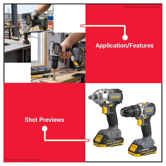 Buildmate x LOTUS Combo Kit #2 20V Impact Drill + Impact Wrench CCX200 LPT