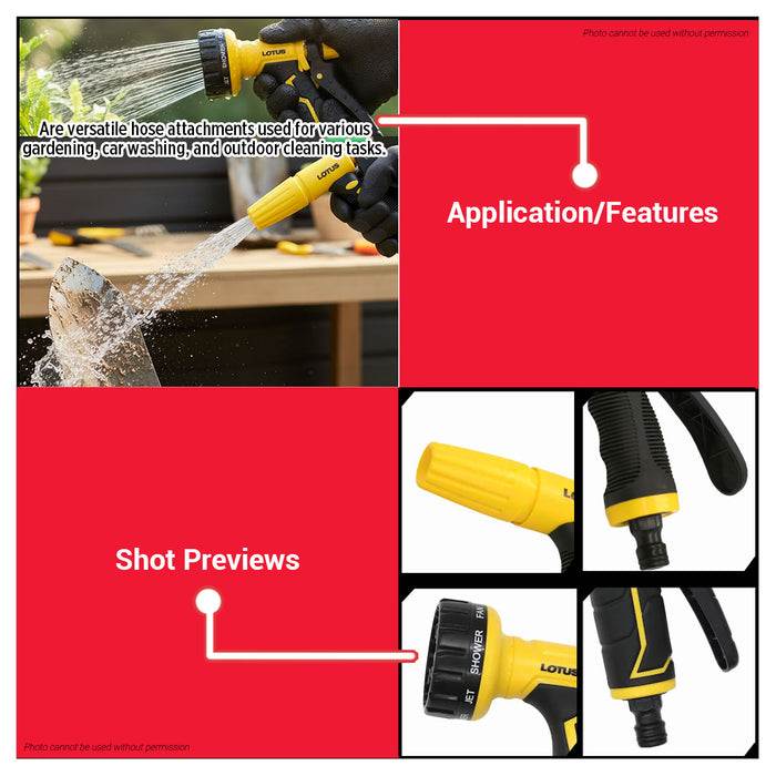Buildmate x LOTUS 3/8 Way Garden Hose Nozzle Trigger Spray GT310SGX/GT810SGX