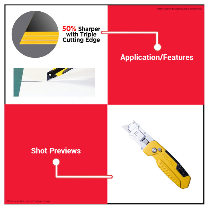 BUILDMATE Lotus Foldable Utility Knife 19MM Handy Cutter Retractable Razor Cutting Tools LTHT850UCF