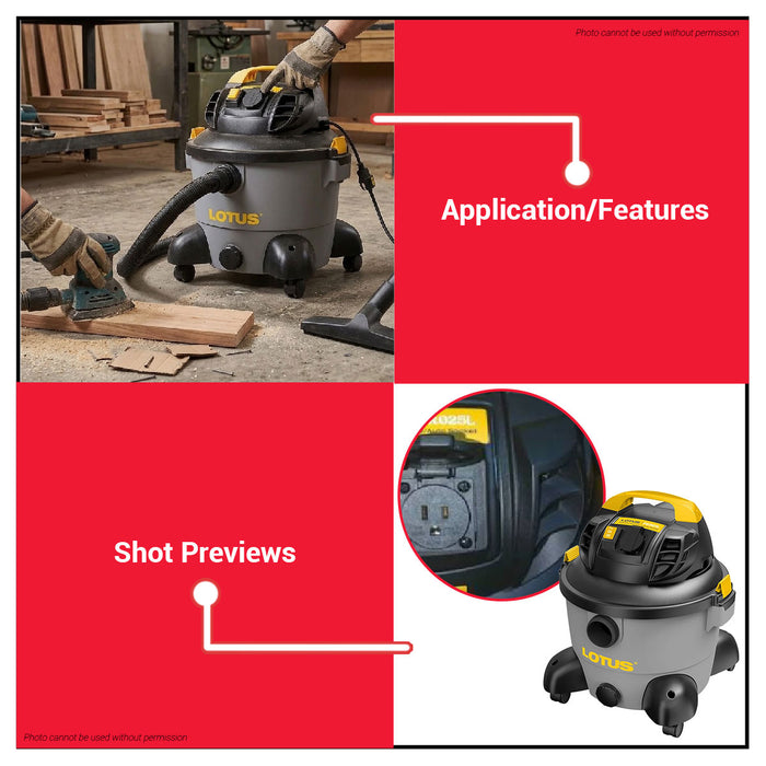 Buildmate x LOTUS 25L Wet & Dry Vacuum Cleaner 1600W W/AS ProPRO-25L-69-214403