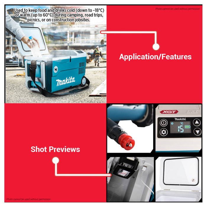 Buildmate x MAKITA Cordless Cooler and Warmer Box 20L XGT LXT 40V 18V 12V 24V Portable Refrigerator CW001GZ01
