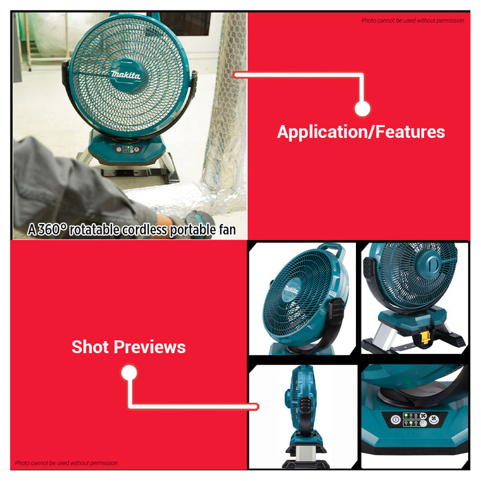 Buildmate x MAKITA Cordless Portable Fan 330mm 18V 14.4V LXT Quiet Jobsite Cooling Fan DCF301Z