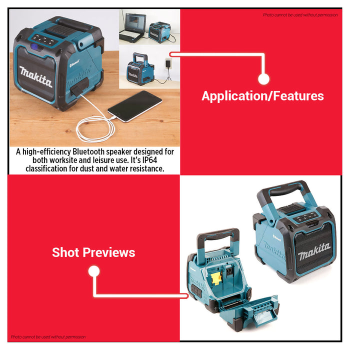 Buildmate x MAKITA Cordless Bluetooth Jobsite Speaker 12V 14.4V 18V Wireless Audio DMR200