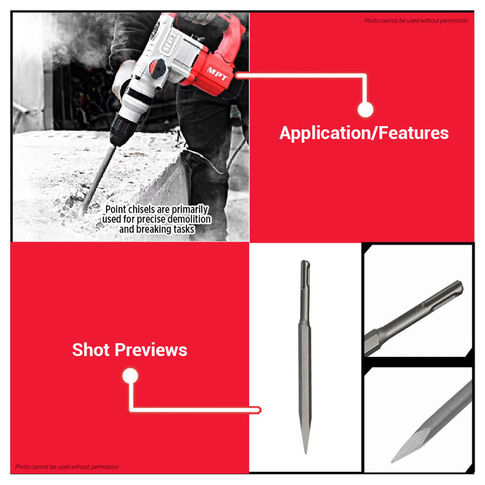 MPT SDS Plus Pointed Chisel 14*250mm MJ06001-14250 ACC • MOST PROFESSIONAL TOOLS •