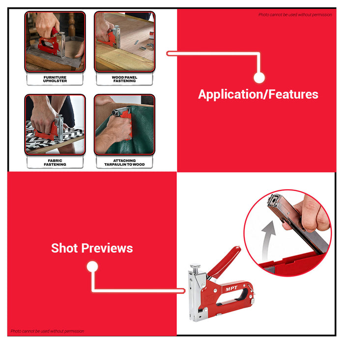 Buildmate x MPT 3-Way Staple Gun Narrow Crown Cable Staples Brad Nails MHI03003 HT