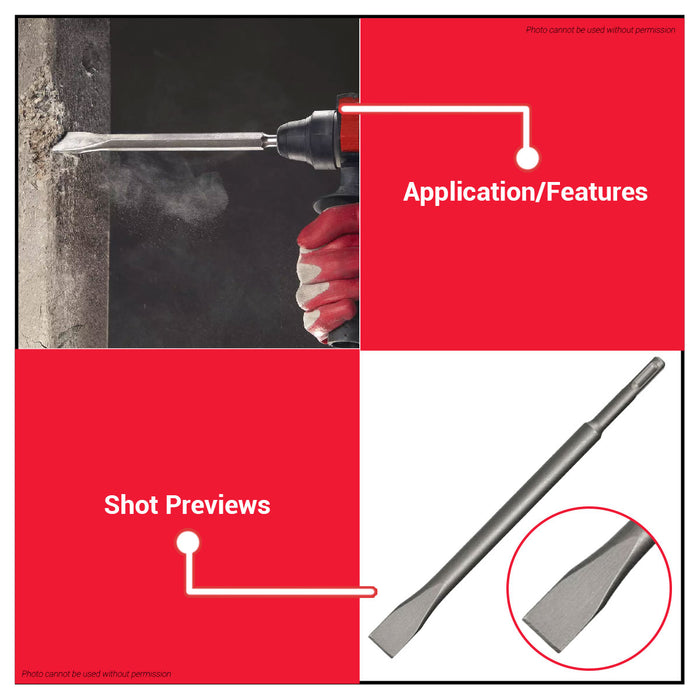 Buildmate x MPT SDS-Plus Flat Chisel 14x250x20mm Chrome Alloy Steel MJ06001-1425020
