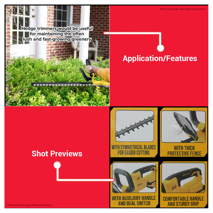 PowerHouse Bare Unit Cordless Sharp Cut Hedge Trimmer 20V  Charger and Battery not included PH-20V-WLPROSHARPHEDGE-TRIM-BU PHPT