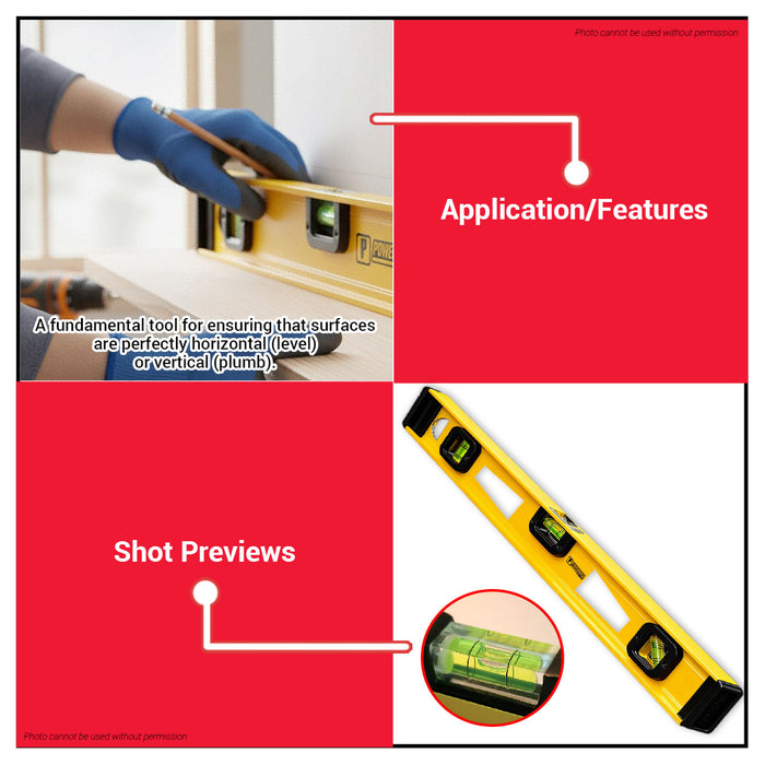 Buildmate x POWERHOUSE Aluminum Level w/Magnetic Strip Yellow 36 PH-ALMS-36Y PHHT