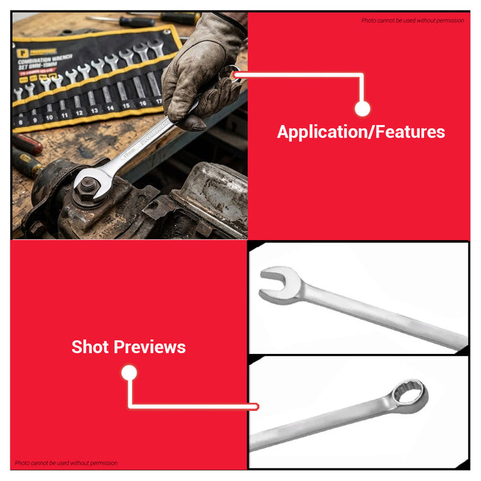 Buildmate x PowerHouse Combination Wrench Set Cr-V 12 Pcs/Set (8mm-19mm)(PH-CMBWR-12S-819) PHHT