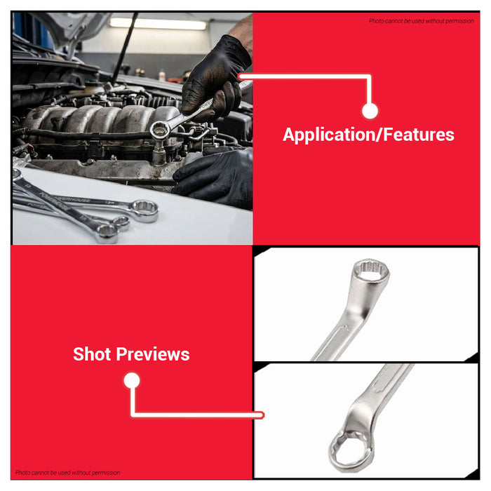Buildmate x PowerHouse 75deg Double Offset Ring Box Wrench Set Cr-V 12 Pcs/Set (6mm-32mm)(PH-DORBW-12ST-632) PHHT