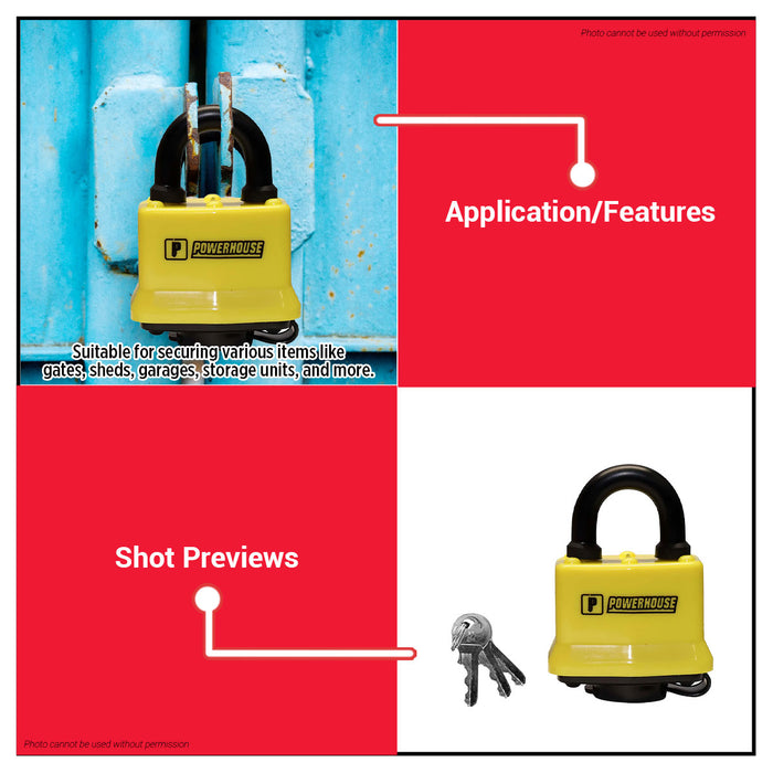 PowerHouse 40mm Weatherproof Laminated Steel Padlock PH-WPLSPL-S40 PHDH