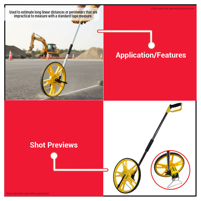 Buildmate x PowerHouse Mechanical Distance Measuring Wheel 12" 0-9999.9m PH-MDSMW-12 PHHT