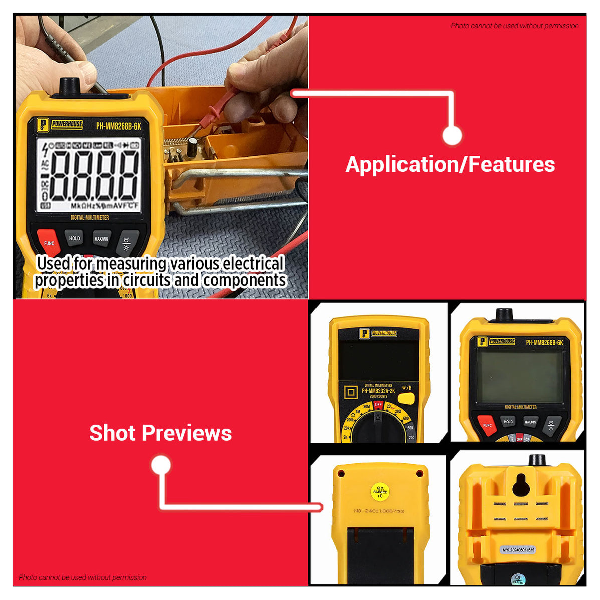 PowerHouse Digital Multimeter 6,000 Counts CAT III 1000V/CAT IV 400V A ...