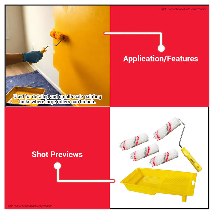 BUILDMATE x POWERHOUSE Mini Paint Roller Tray Set 4 Cotton (6pcs/set) PH-MPRTS-46C PHHT