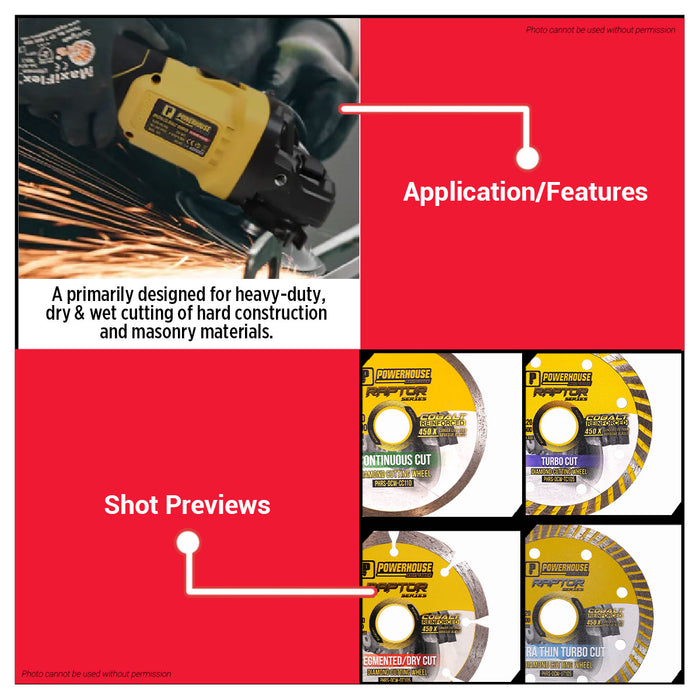 Buildmate x PowerHouse Raptor Diamond Cutting Disc 4in Turbo Segmented Continuous 14500RPM PTAA
