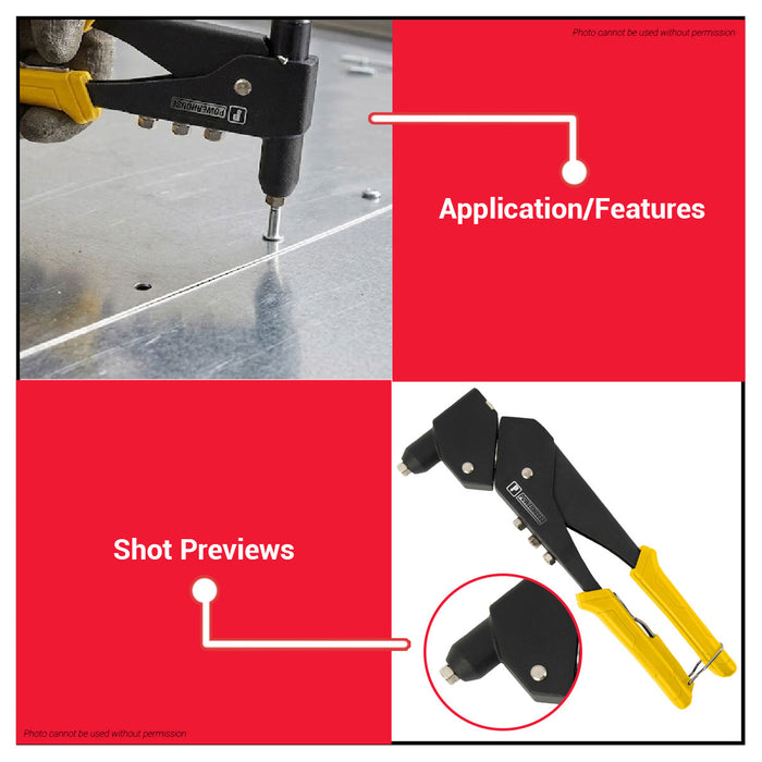 Buildmate x PowerHouse 360 Degree Swivel Head Hand Riveter Heavy Duty 11" (PH-SHNRT-11HD) PHPT