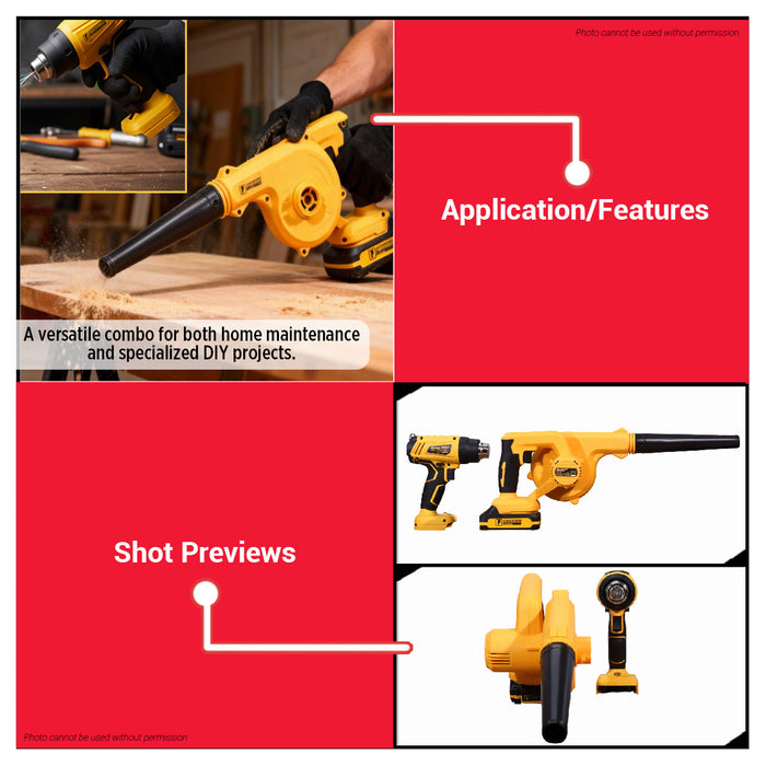 Buildmate x PowerHouse Power Combo Cordless Heat Gun 20V and Cordless Air Blower 20V Set PH-WLPRO-HGAB-COMBO