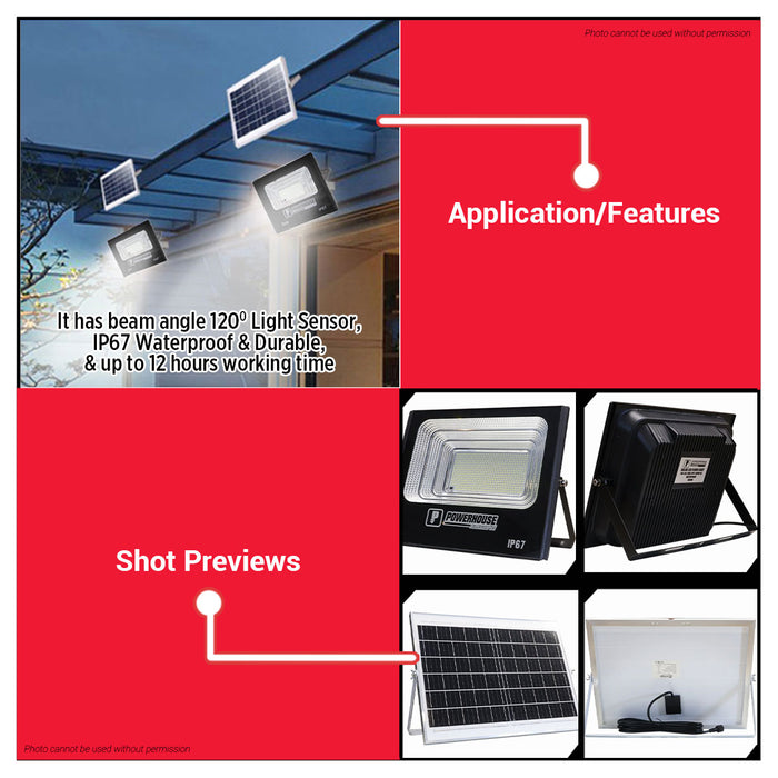 BUILDMATE Powerhouse LED Solar Flood Light 150W IP67 6500k Day Light Outdoor Weatherproof Solar-powered Security Light PHE-SFL-SMD-IP67-150W-DL PHE