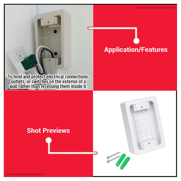 Buildmate x PowerHouse PVC Surface Mounted Utility Box White Flame Retardant Electrical Box PHE-SMUB-42 PHE