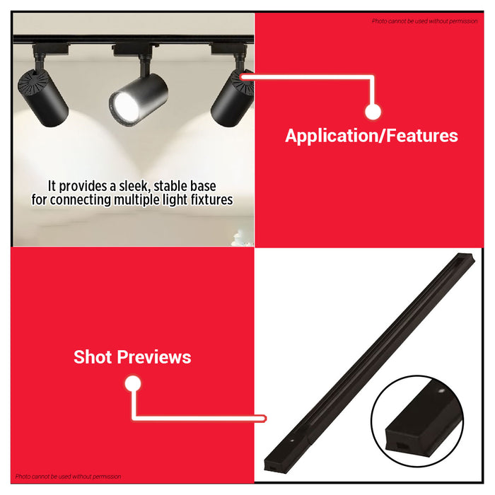 PowerHouse 1 and 2 Meter Black Electric Track Bar PHETB-1M-BLK | PHETB-2M-BLK PHE