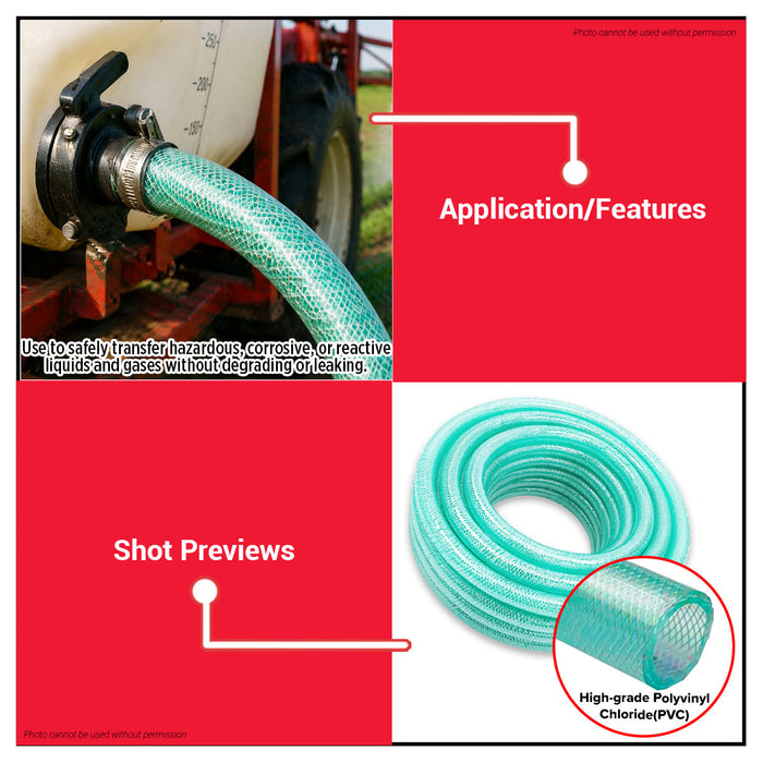 Buildmate x Pololock Chemical Hose PVC Industrial Fluid Transfer Hose Available in Multiple Sizes 1/4,1/2,5/8,1,1-1/4,1-1/2,2 90m/50m/40m PL22093 Series
