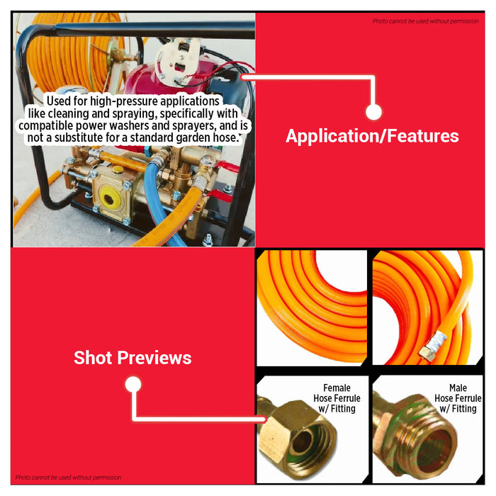 BUILDMATE x POLOLOCK Power Sprayer Hose Orange – 10m / 15m / 20m / 30m / 50m / 100m High-Pressure PVC Hose for Spraying & Cleaning