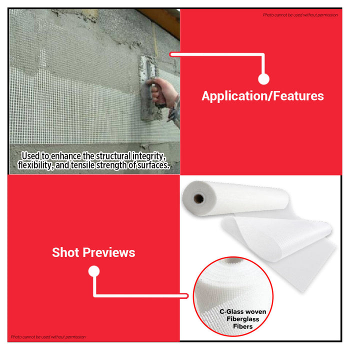 Buildmate x Pololock Fiberglass Mesh Cloth 100m 60gsm Reinforcement Mesh for Wall Plastering Waterproofing PL55150-2