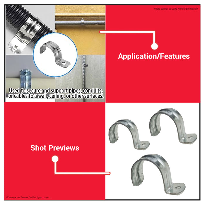 Buildmate x Pololock Single Hole Pipe Clamp Galvanized Steel 1/2in 3/4in 1in 100pcs/SET