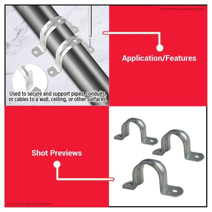 Buildmate x Pololock Double Hole Pipe Clamp Galvanized Steel 1/2in 3/4in 1in 100pcs/SET