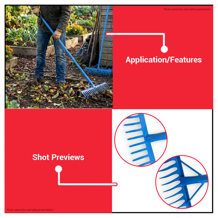 Buildmate x Pololock Garden Rake 14T Plain/Twisted Carbon Steel Heavy Duty PL66170