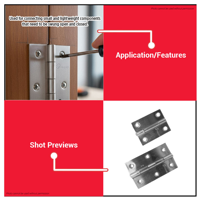 BUILDMATE x POLOLOCK Stainless Steel Narrow Butt Hinges with Screws 1.5” / 2” / 2.5” / 3” / 3.5” – Durable Door & Cabinet Hinge Set