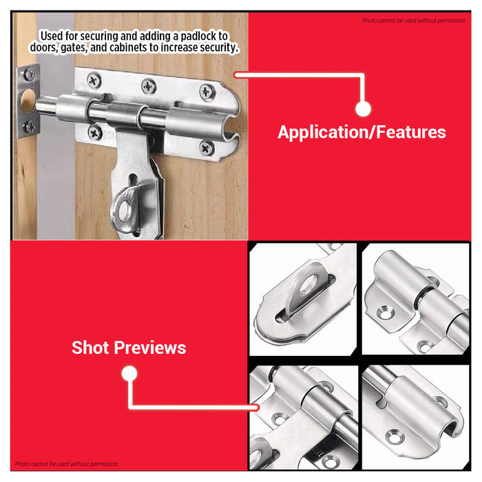 BUILDMATE x POLOLOCK Stainless Barrel Bolt W/Hasp 4,6,8,10