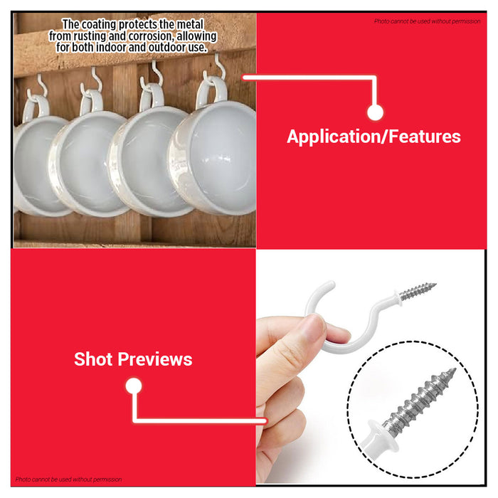 BUILDMATE x POLOLOCK Cup Hook with PVC Coating ½", ⅝", ¾", ⅞", 1", 1-¼", 1-½", 2" | Durable Wall & Ceiling Hook