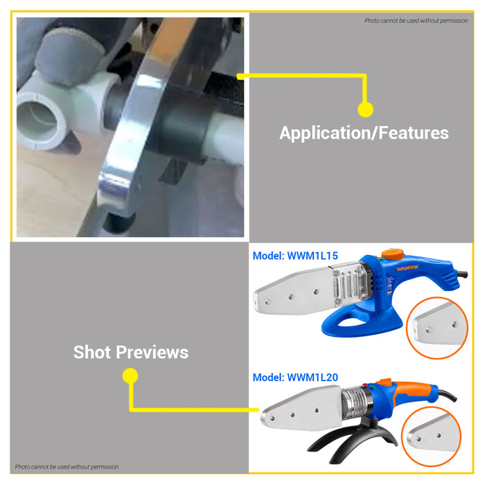 BUILDMATE Wadfow Plastic Tube Welding Tools 800W / 2000W Fusion Machine Pipes Welder Kit Heating Tool Heads Set for PPR and PE - WPT
