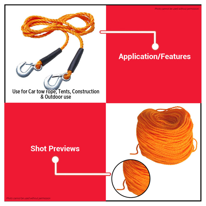 POLOLOCK 2.5/3.5mm Nylon Rope Orange for Construction, Outdoor, Tents PL66370-04 PL66370-06 | BUILDMATE