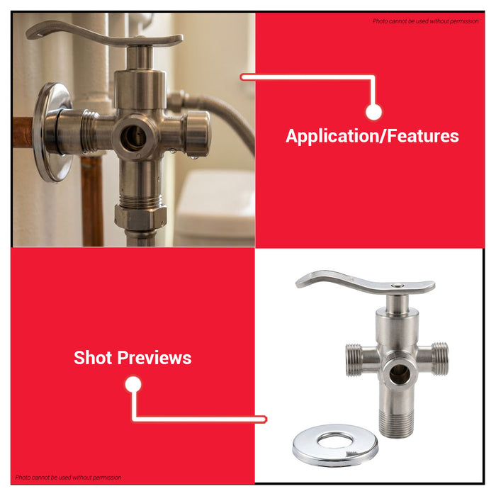 Buildmate x Pololock Stainless Angle Valve 1/2 X 1/2 X 1/2 X 1/2 304 PL22188-21