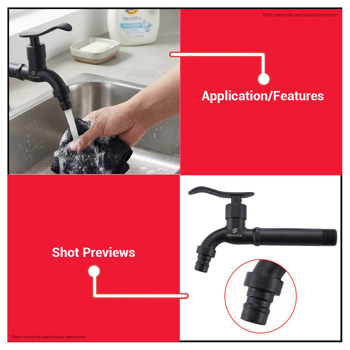 Buildmate x Pololock Matte Black Stainless Sink Faucet 1/2" x 67mm/97mm 304 Steel PL22188
