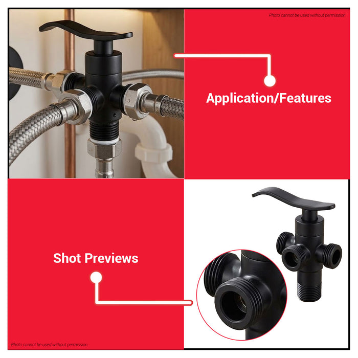 Buildmate x Pololock Matte Black Stainless Angle Valve 1/2" 1-4 Outlets 304 Steel PL22188-67-72
