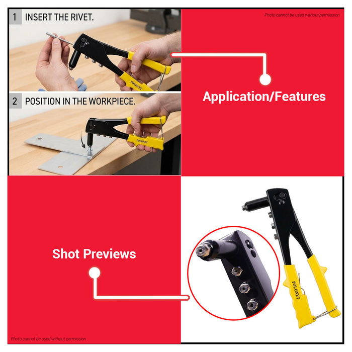 Buildmate x Pololock Hand Riveter 9.5" Heavy-Duty Alloy Steel PL66391