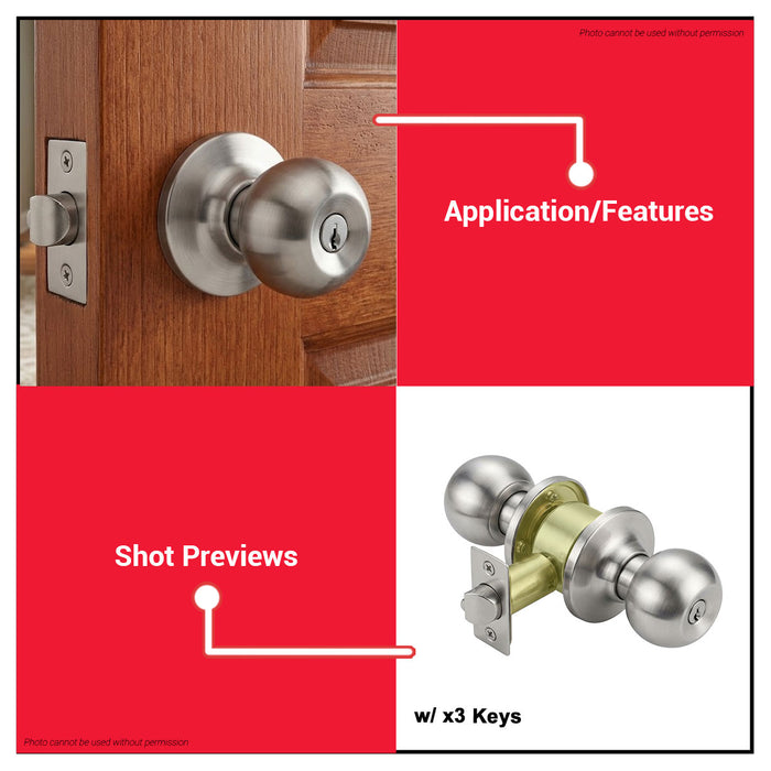 Buildmate x Pololock Polonet 587 Cylindrical Door Lock Satin Stainless Steel PLL-PL88063-SS