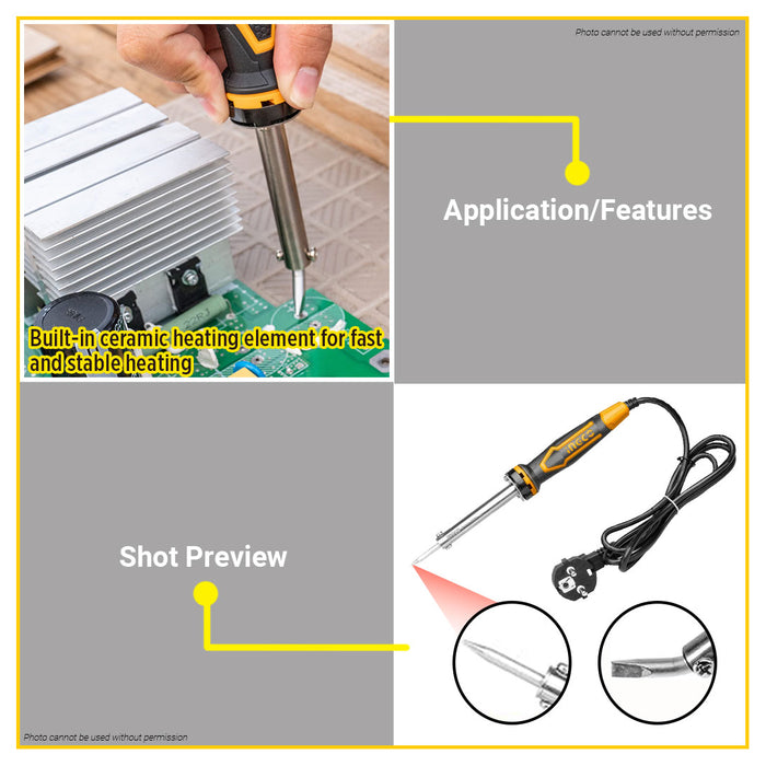 BUILDMATE Ingco Electric Soldering Iron 40W / 60W / 100W Straight / Flat Tip Head Electric Welding Iron Soldering Pen Hand Repair Tools - IHT
