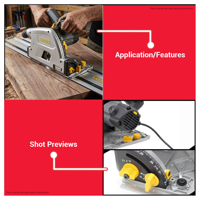 Buildmate x LOTUS 1400W Plunge Track Saw 165mm Variable Speed Circular Saw SP165X LPT