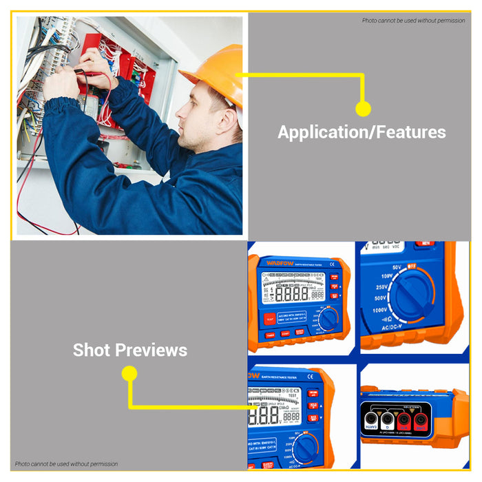 BUILDMATE Wadfow Insulation Tester 3MΩ~100GΩ DC/AC Voltage Testing with Digital and Analog Display Insulation Measurement WDM9508 - WPT