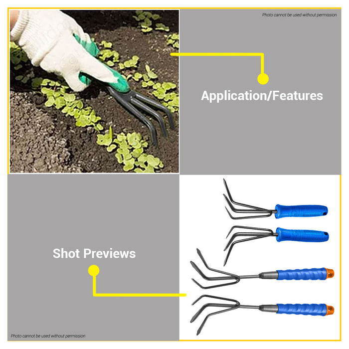 BUILDMATE Wadfow Mini Garden Rake 280mm/340mm Hand Garden Leaf Fork Comb Soil Tiller Compact Lawn Rakes Gardening Hand Tools - WHT