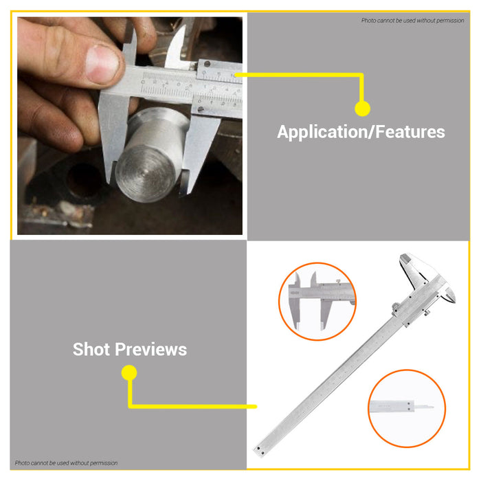 BUILDMATE Wadfow Carbon Steel Vernier Caliper 150mm - 300mm Manual Mechanical Metric/Inch Conversion Caliper Measuring Tool - WHT