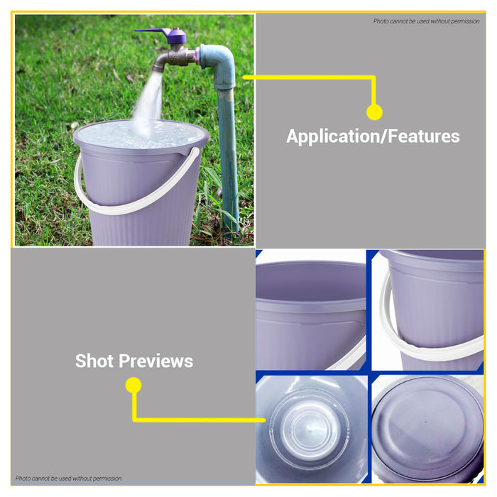 BUILDMATE Wadfow Plastic Bucket Multipurpose Cleaning Bucket Container Water Storage Tub Plastic Pail Timba Balde Household Cleaning Tool - WHT