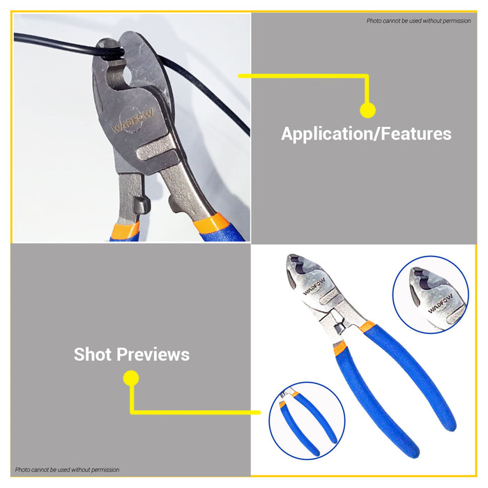 BUILDMATE Wadfow Cable Cutter 6" -10" Carbon Steel  Cable Shear Wire Trimmer Pliers Electrician Lineman Snipping Tool SOLD PER PIECE - WHT