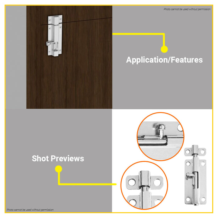 BUILDMATE Wadfow Tower Bolt 1.5" - 5" Inch Galvanized Door Barrel Latch Lock for Horizontal and Vertical Position - WHT