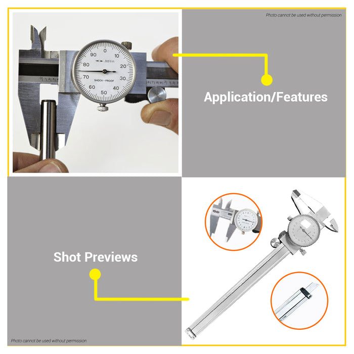 BUILDMATE Wadfow Dial Caliper 0-150mm / 0-200mm Manual Metric Measurement Dial Gauge Indicator Analog Caliper Measuring Tools SOLD PER PIECE - WHT